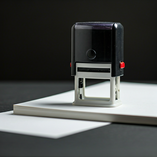 Modern automatic self-inking stamp on white paper